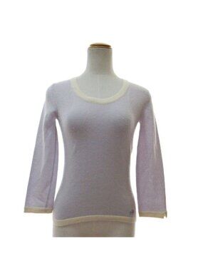 Chanel 03 P Cashmere Long Sleeve Knitted Sweater Cut and Sewn 38 sac Blue 1204